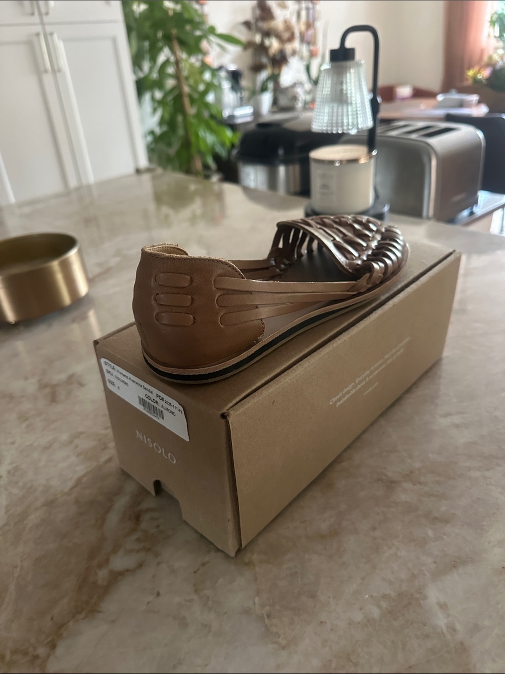 Nisolo Men’s Brown Leather Woven Huarache Sandal